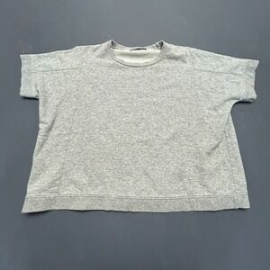 VKOO Women's 2XL Gray Short Sleeve Sweatshirt Cropped Crewneck Casual Top